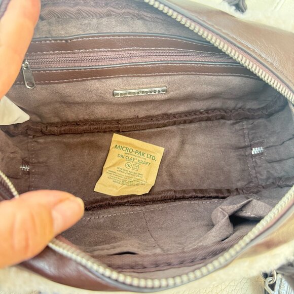 NWT STEVE MADDEN BJEMMIE CROSSBODY BAG SATCHEL W BOOTS KEY RING CHARM BROWN - Picture 5 of 6